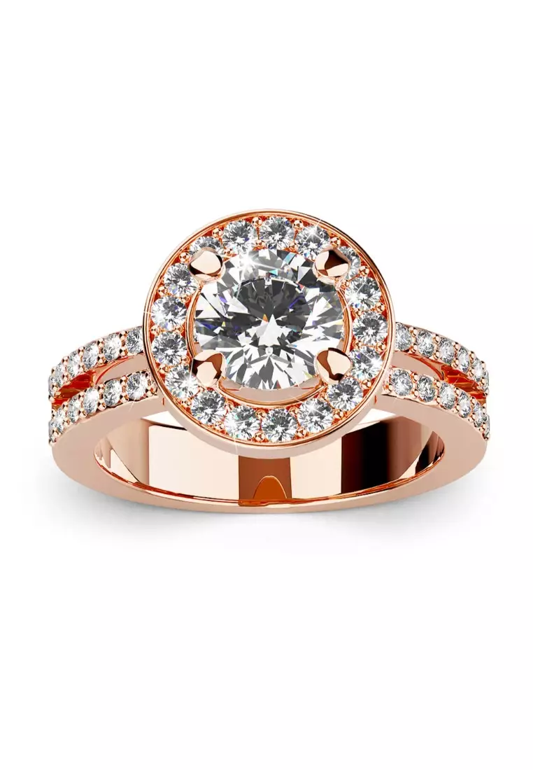 KRYSTAL COUTURE Bloom Halo Ring Embellished with SWAROVSKI® crystals - Rose Gold/Clear