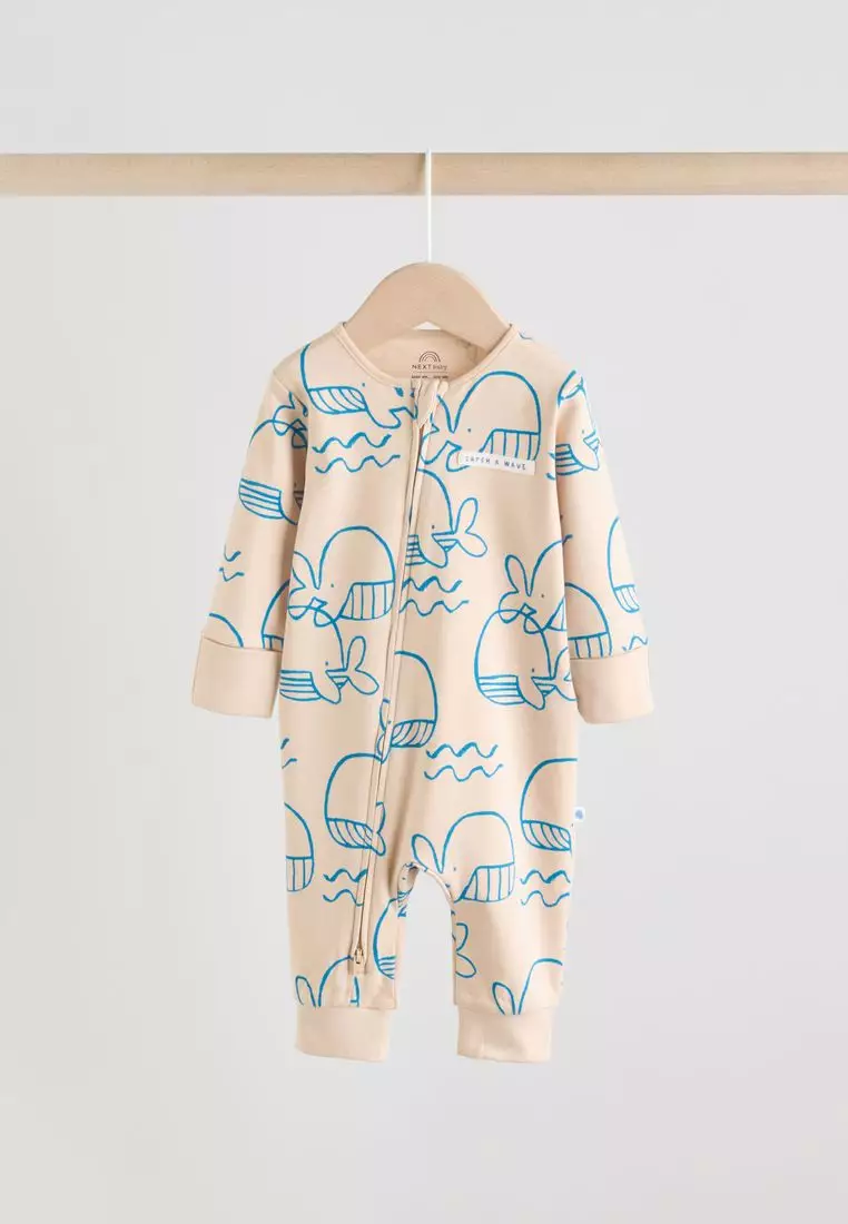 Two Way Zip Baby Sleepsuits 3 Pack