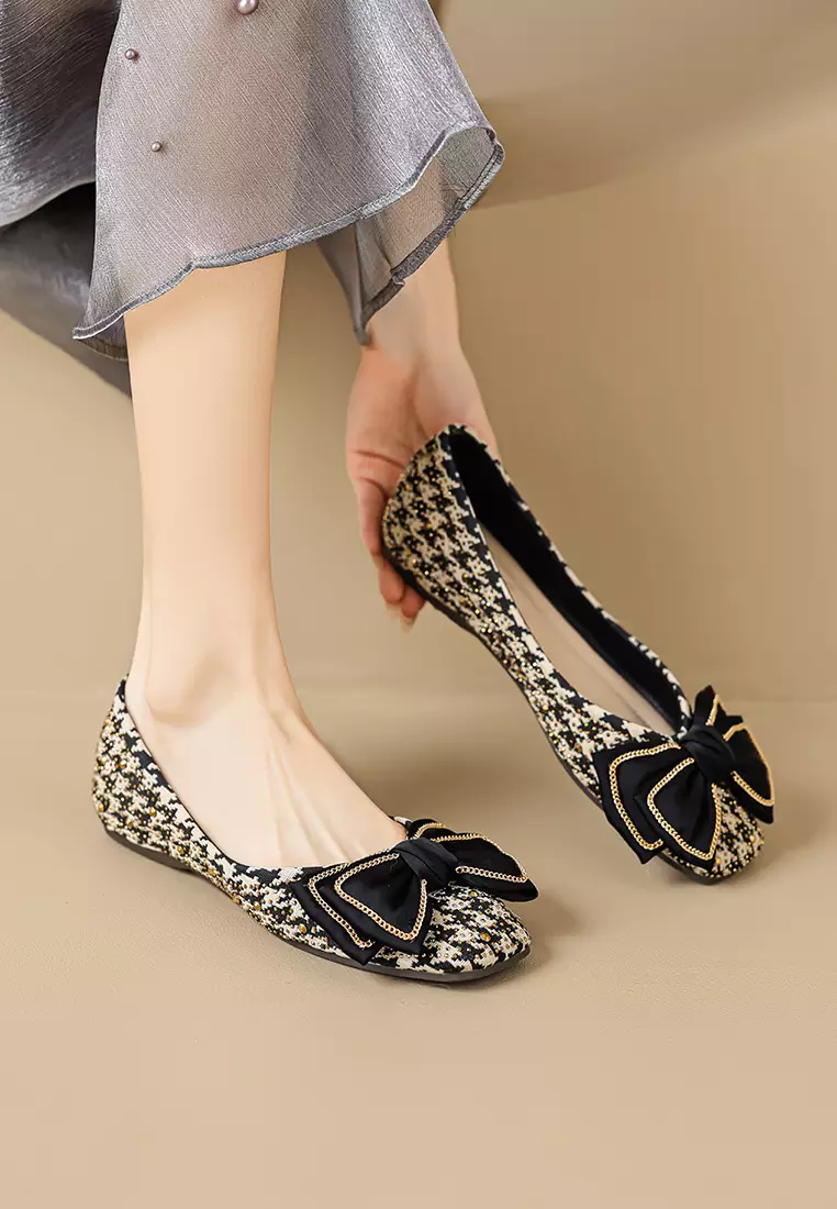 Bowknot Decoration Satin Ballerinas WW689-2