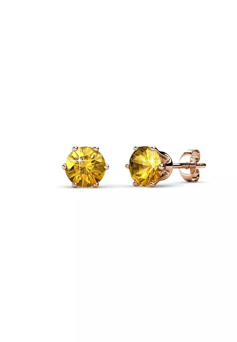 Her Jewellery Birth Stone Earrings (November, Rose Gold) - Luxury Crystal Embellishments plated with 18K Gold