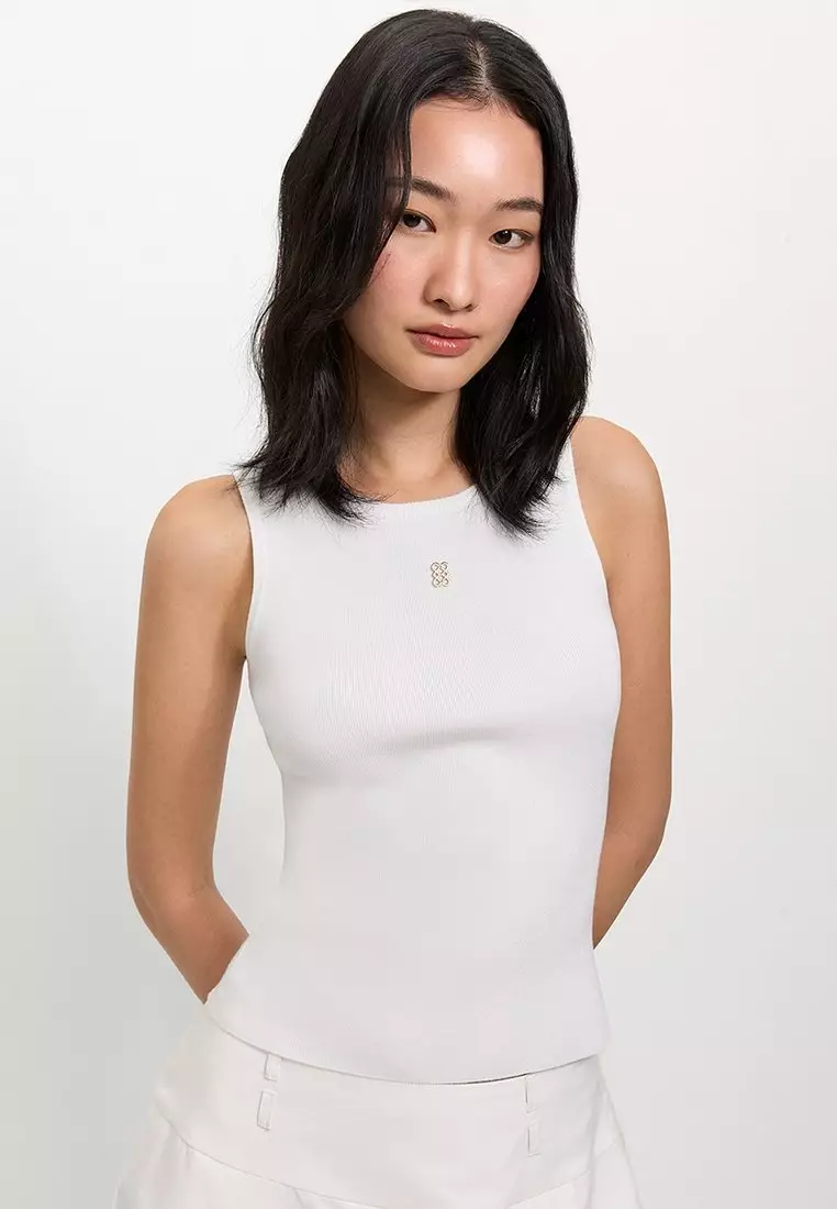 Sleeveless Knit Top - White