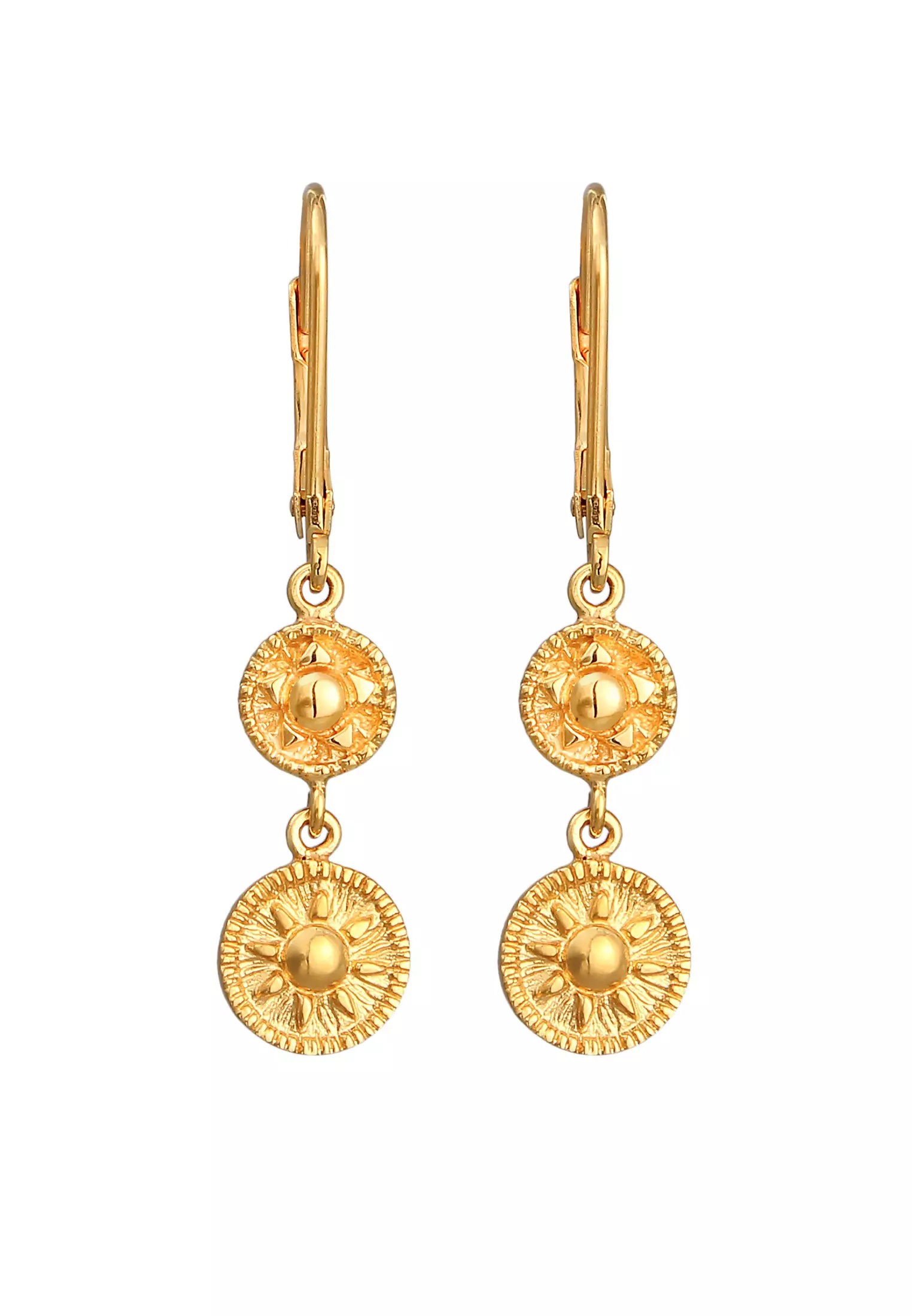 Buy Elli Germany Earrings Ear Hanger Coin Sun Ancient Gold Plated