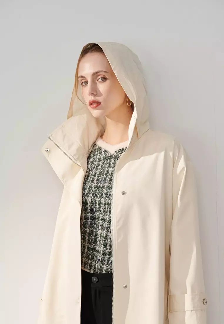 Cream White Hoodie Coat