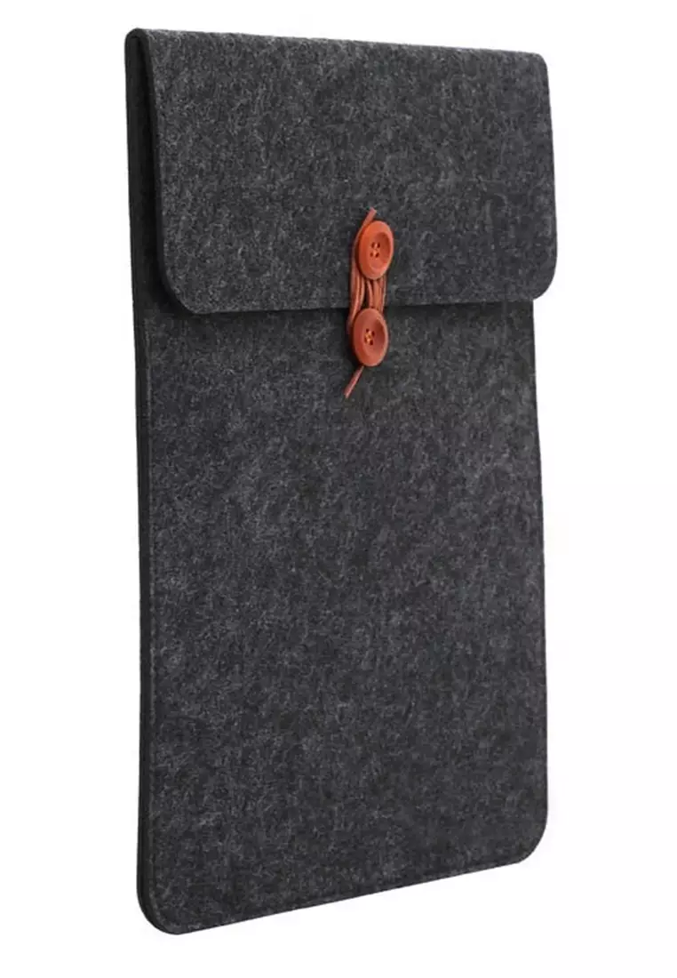 Quenty Felt Button Style Sleeve Case Laptop Ultrabook Compability 13 Inch Material Wool ORIGINAL - Dark Grey