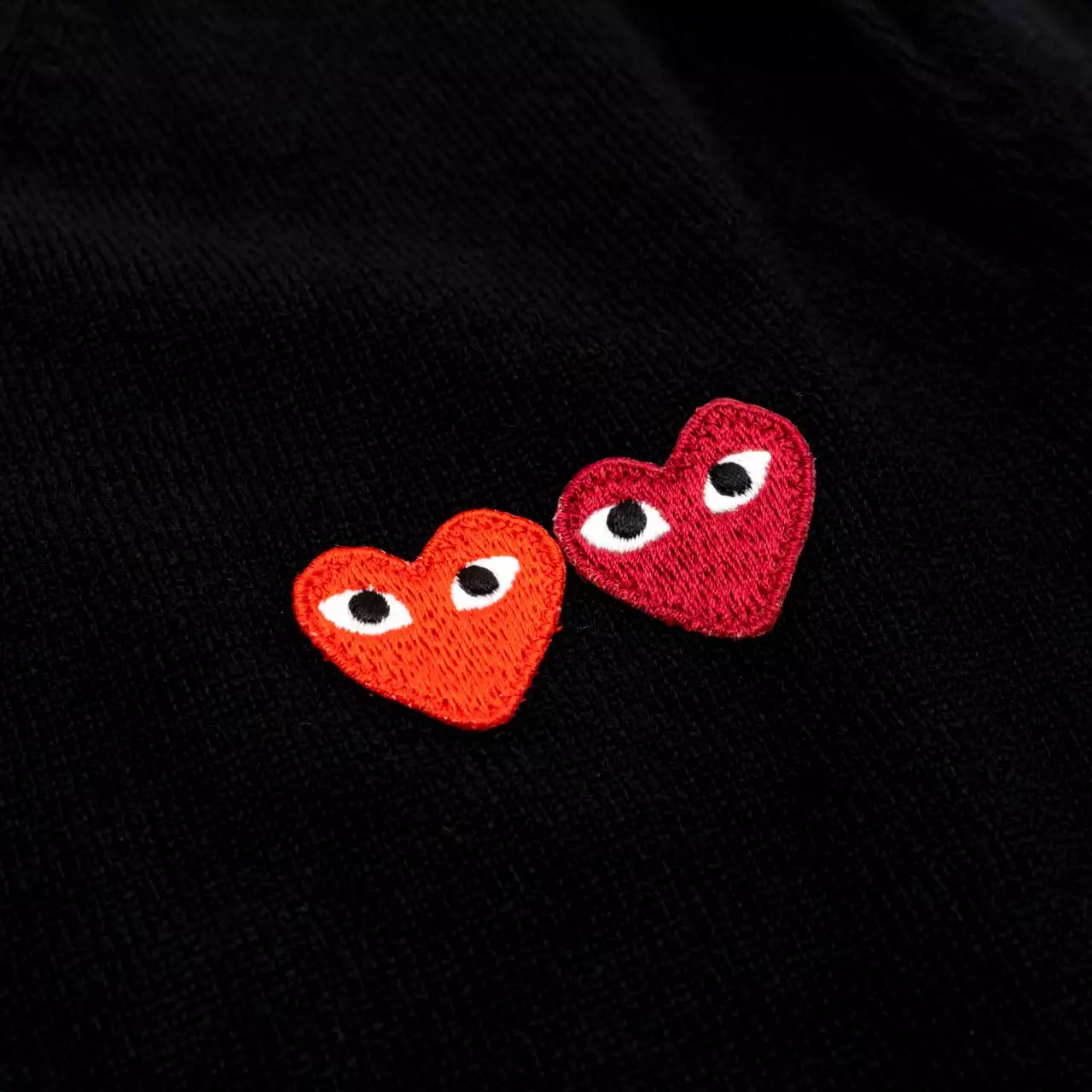 Play Signature Double Heart Patch Wool Cardigan Black