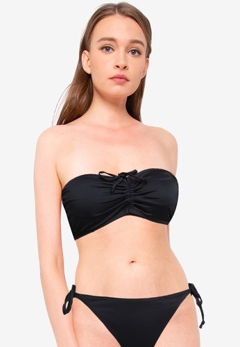 Cotton On Body black Gathered Backless Halter Bikini Top B08E6USC3479EFGS_1