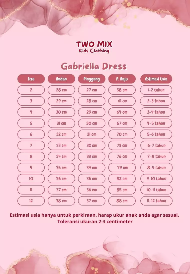 Two Mix - Gabriella Dress - Dress Natal Anak Perempuan - Christmas Dress 1-12 Tahun 4425