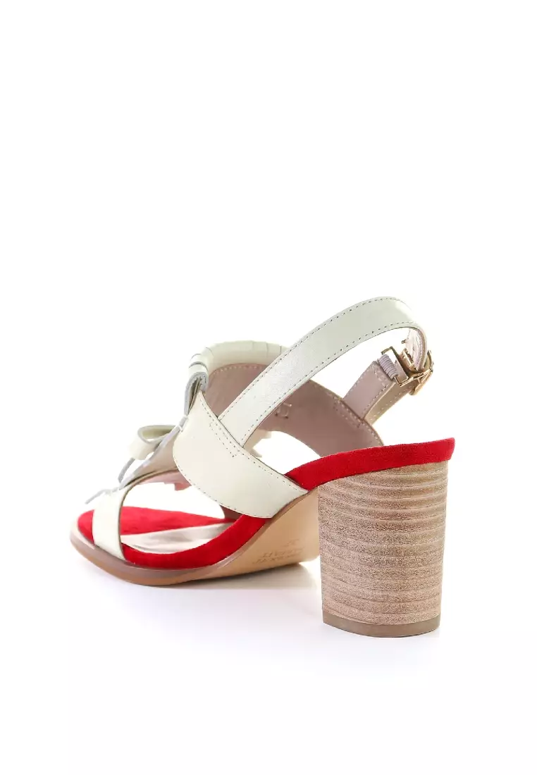Red fringe sandals tassels strappy clearance heels