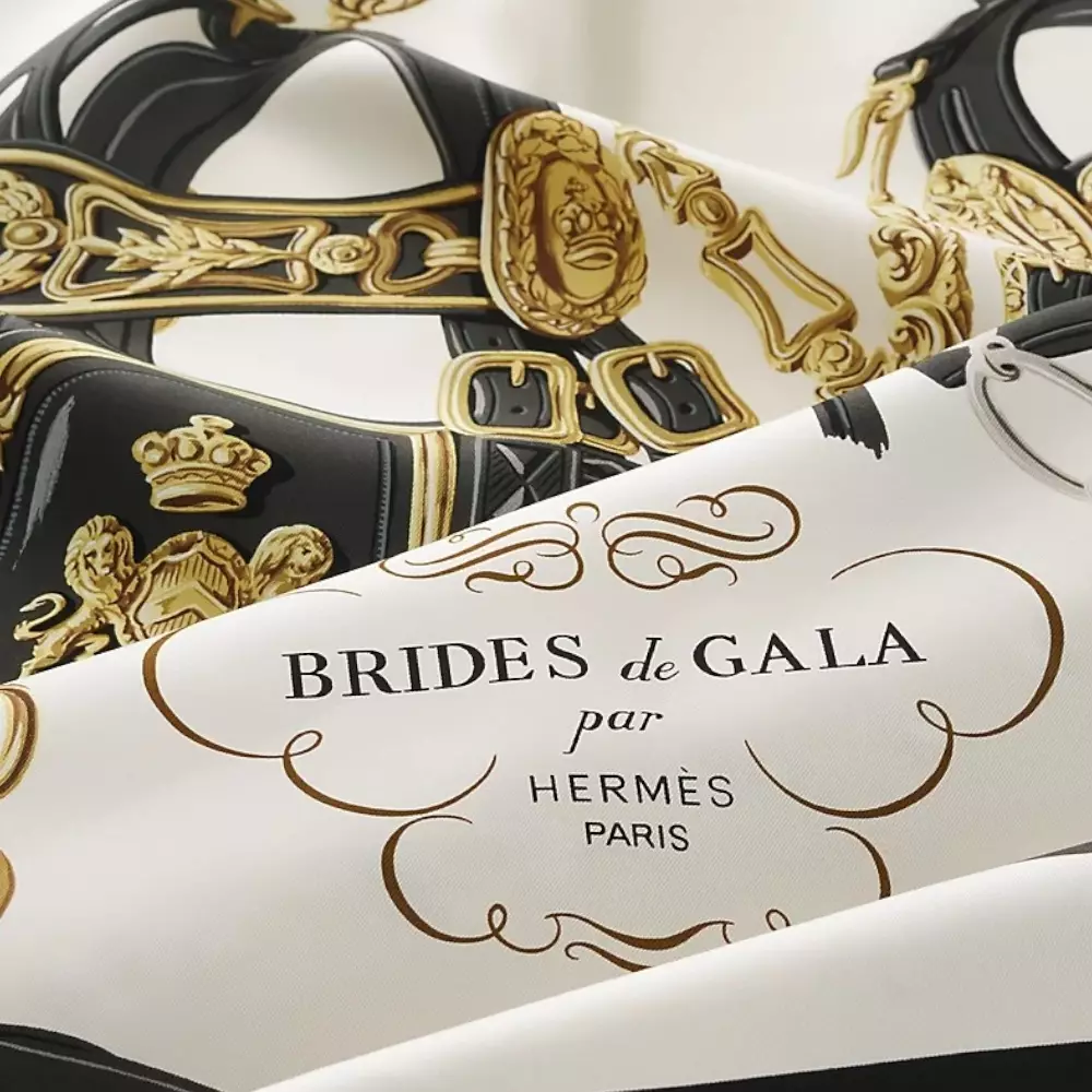 Brides de Gala Forever Silk Scarf 90 Noir / Crème / Gold