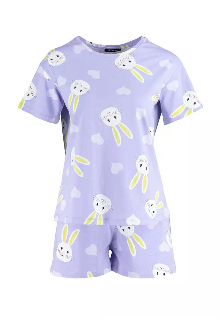 Printed T-Shirt and Shorts Pajama Set