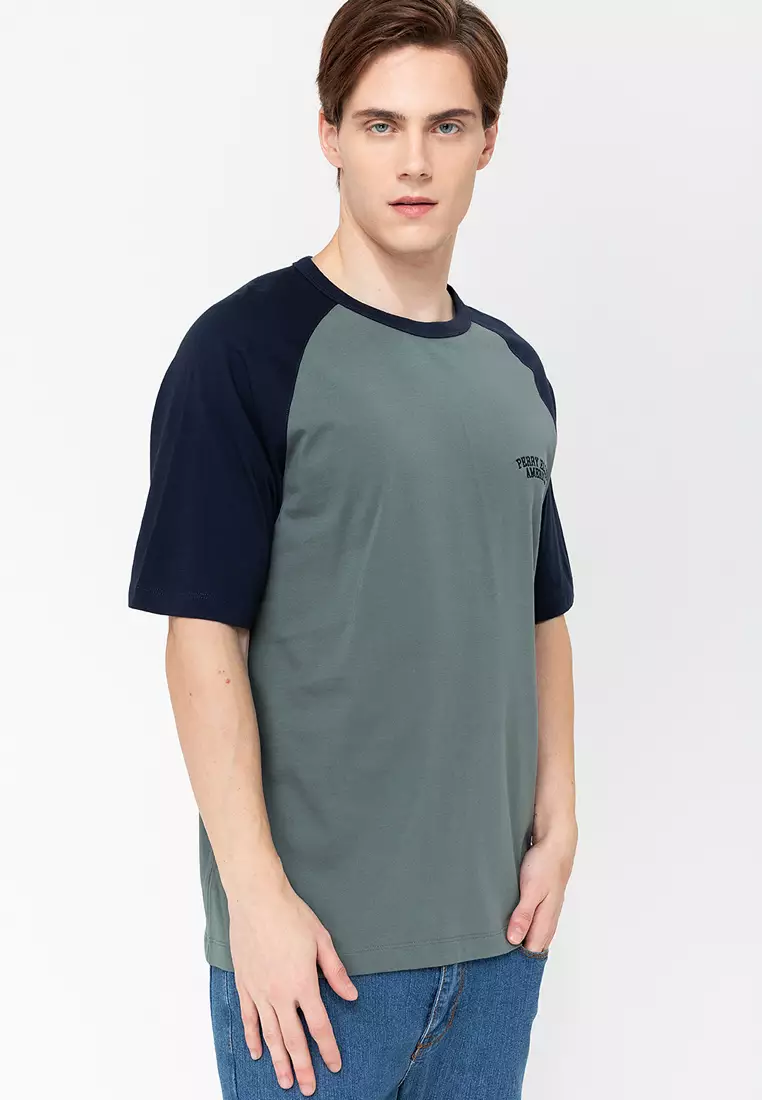 Perry Ellis America Rgln Baseball Tee