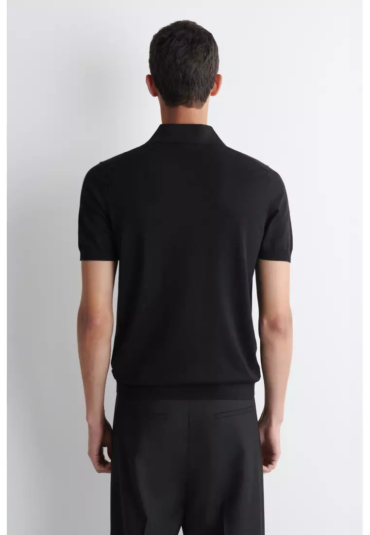 SLIM KNITTED SILK POLO SHIRT