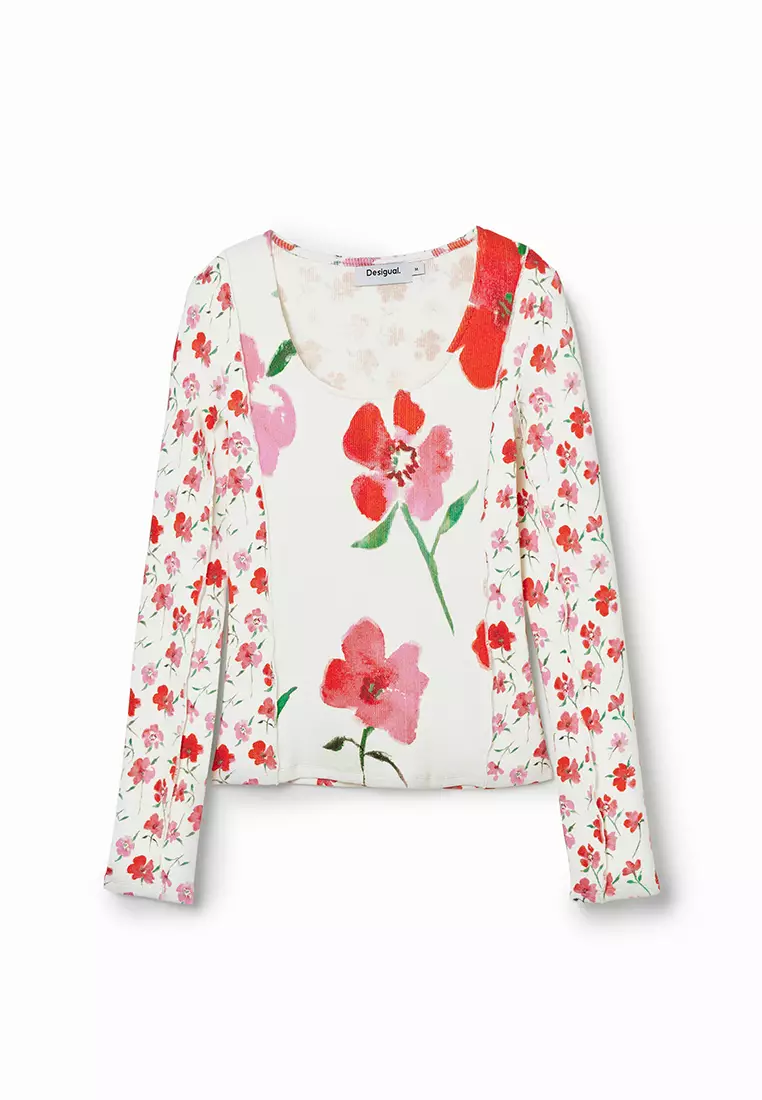 Desigual Woman Patchwork floral T-shirt.