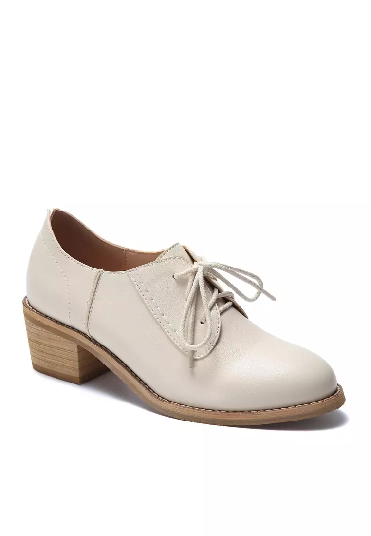 Synthetic Leather Lace Up Mid Heel Shoes TE-A160-2