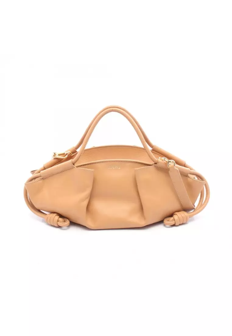 Pre-Loved LOEWE PASEO Paseo Small Handbag leather Brown 2WAY