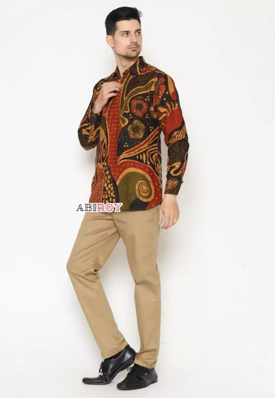Kemeja Batik Lasm Pria Premium Slimfit Elegant Modern Lengan Panjang Airlangga