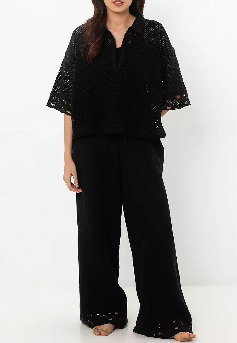 Woven Wide Leg Beach Pants - Asia Fit