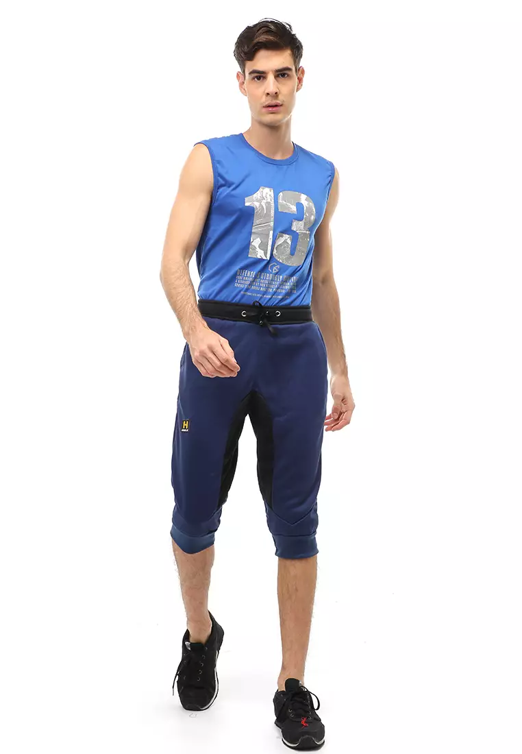 Rishham Short Pants Celana Jogger Pendek Pria Simple Design Material Baby Terry ORIGINAL - Navy
