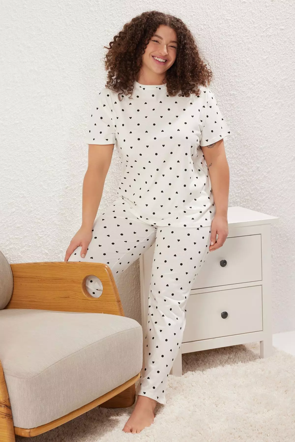 Hearts print Pyjamas Set