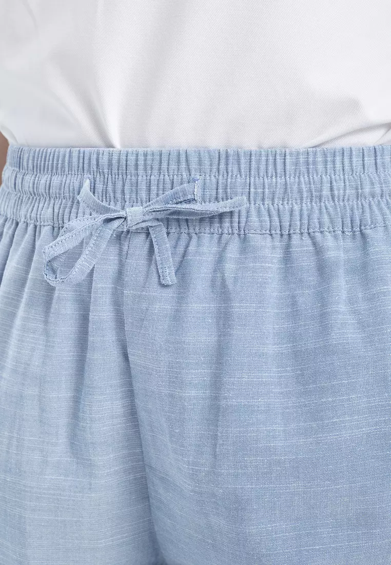 Ladies' Drawstring Pants with Linen Texture