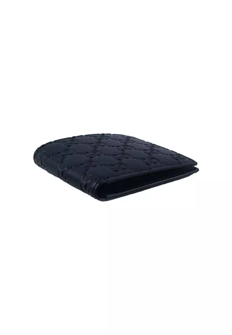 Men's Signature GG Leather Bifold Wallet Navy 779836