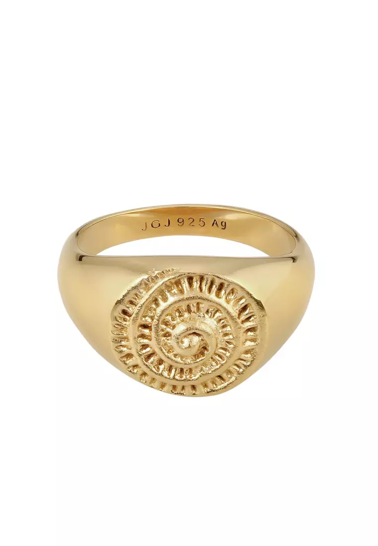 EXCLUSIVE Cincin Perhiasan Perak 925 Pria Signet Gold Plated