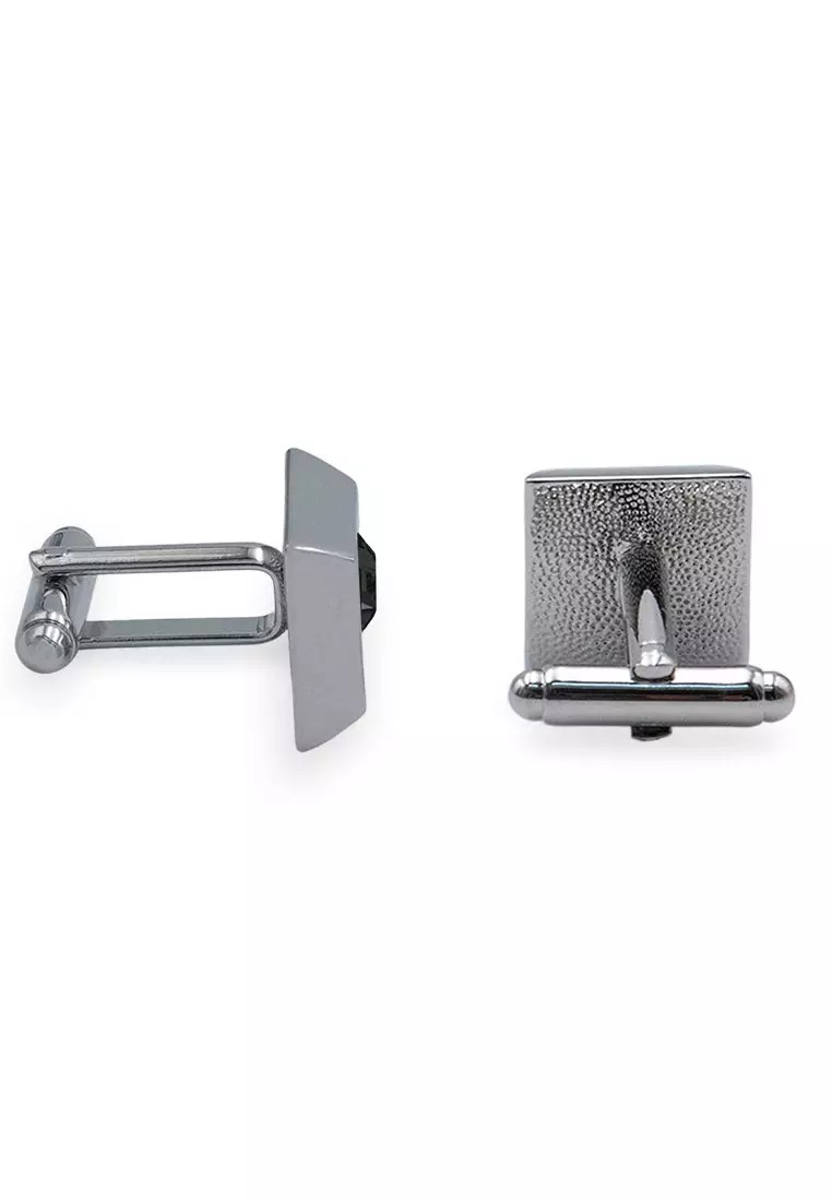 Palmira Chrome Black Diamonte Cufflink
