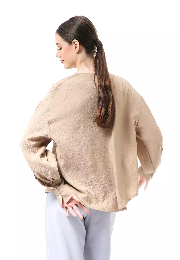 Susan Blouse Lengan Panjang Atasan Wanita Kasual High Quality - Cream