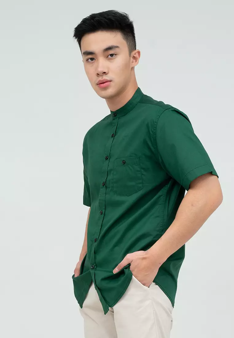 Houseofcuff Baju Koko Kemeja Lengan Pendek Pria Hijau Botol