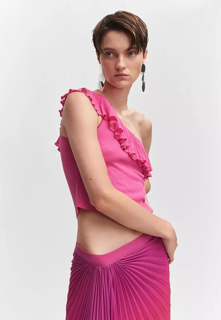 Asymmetrical ruffle top hotsell