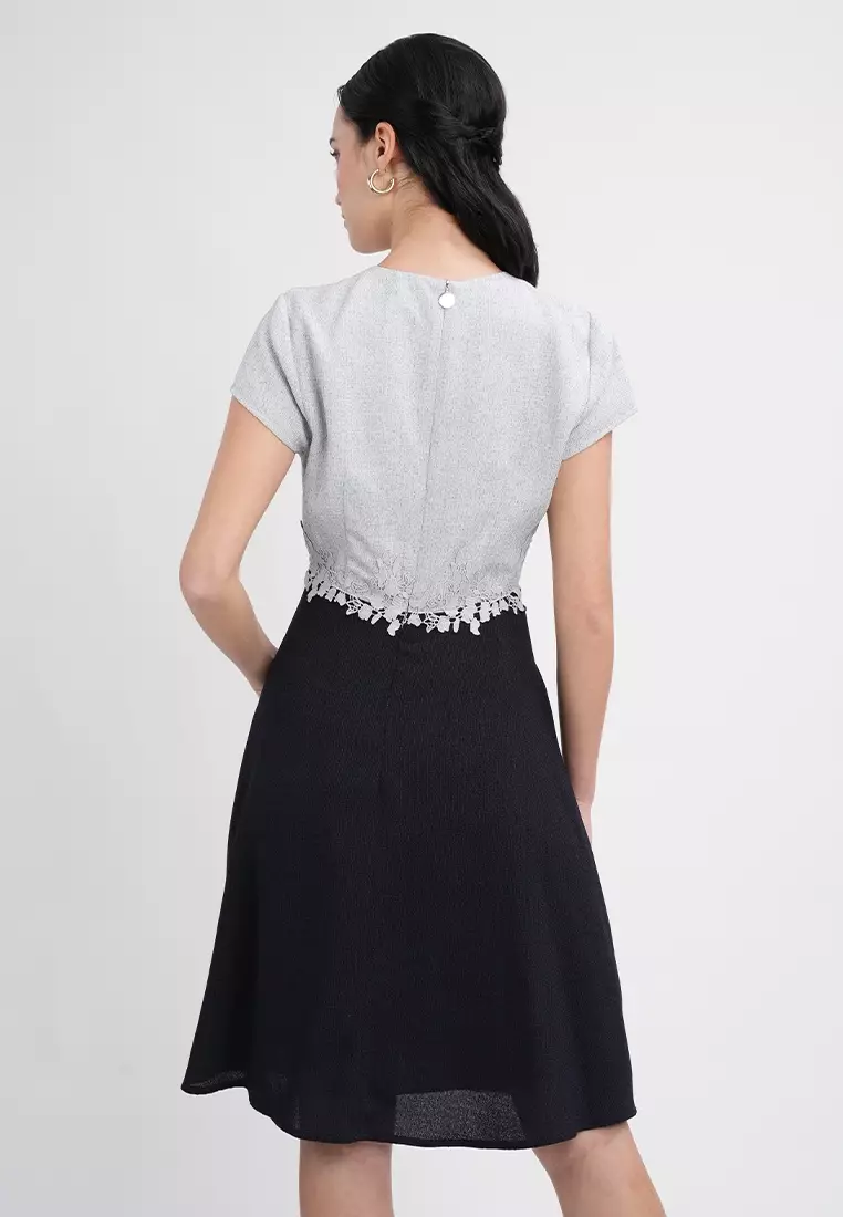 Kylie Elegant Two-Tone A-Line Dress