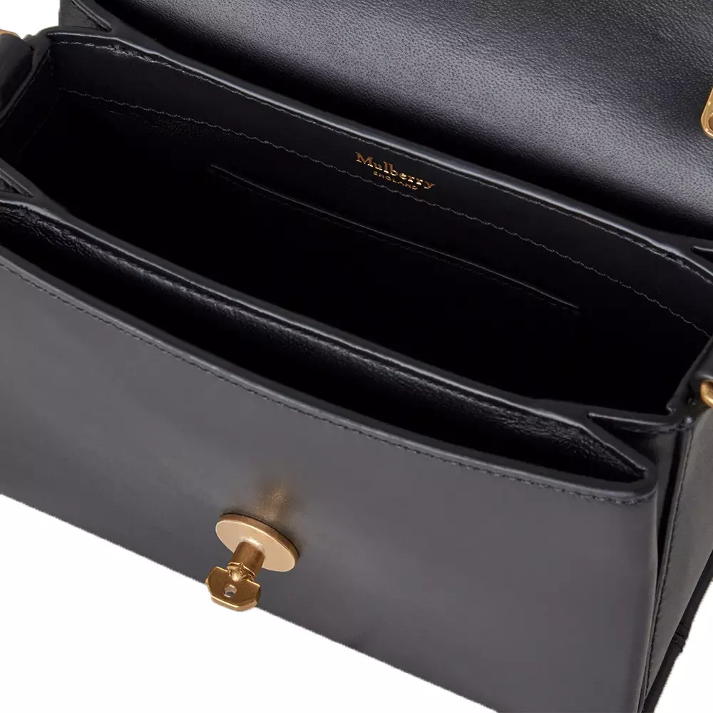 Small Lana Top Handle Bag High Gloss Leather Black