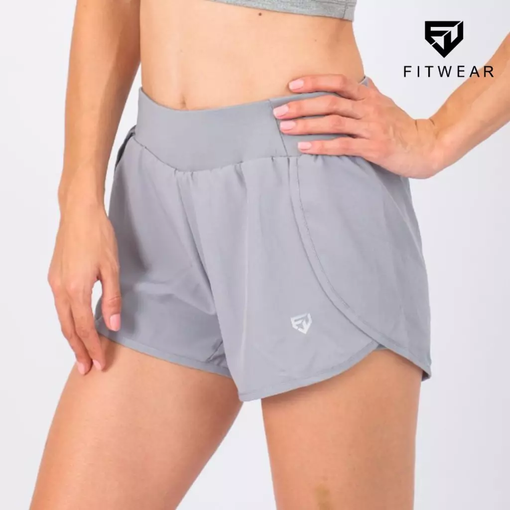Fitwear - Celana Pendek Lari + Inner Olahraga Wanita LILIAN - SILVER