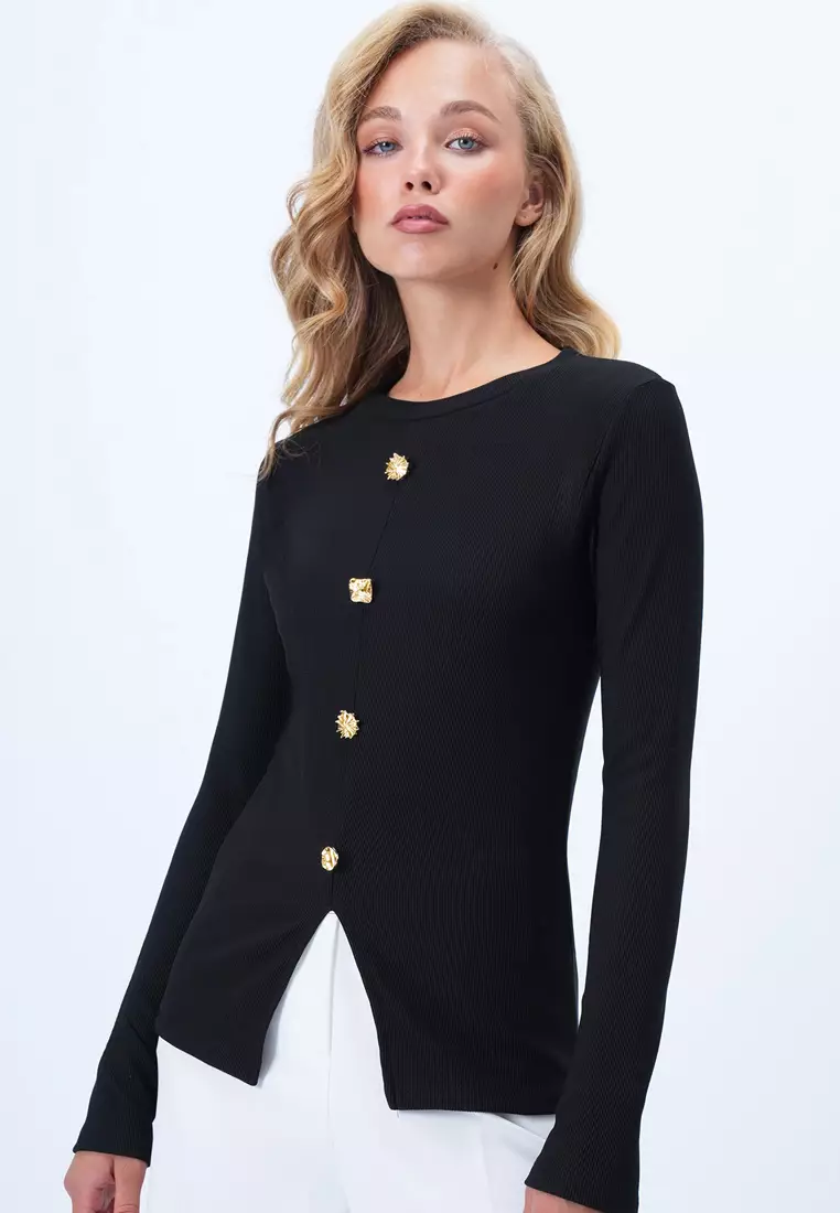 Buy Alacati Front Slit Button Detailed Blouse Online | ZALORA Malaysia