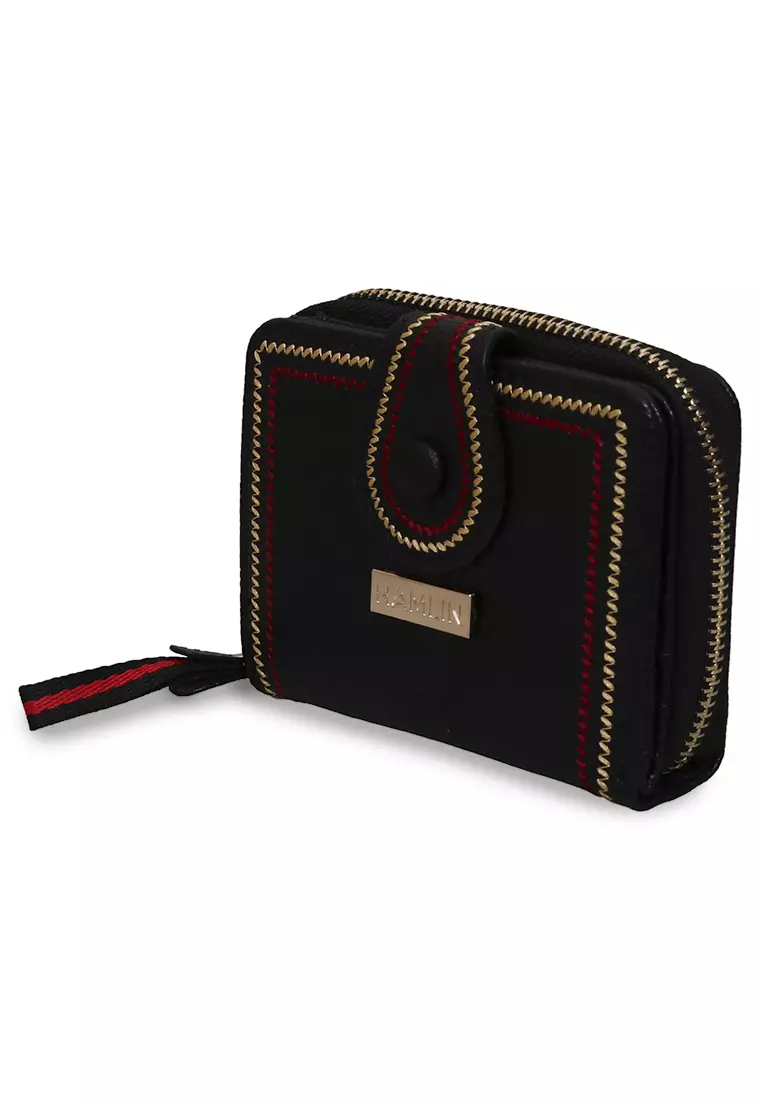 Fisseha Dompet Lipat Wanita Desain Simple Many Slot Mini Wallet Material Leather ORIGINAL - Black