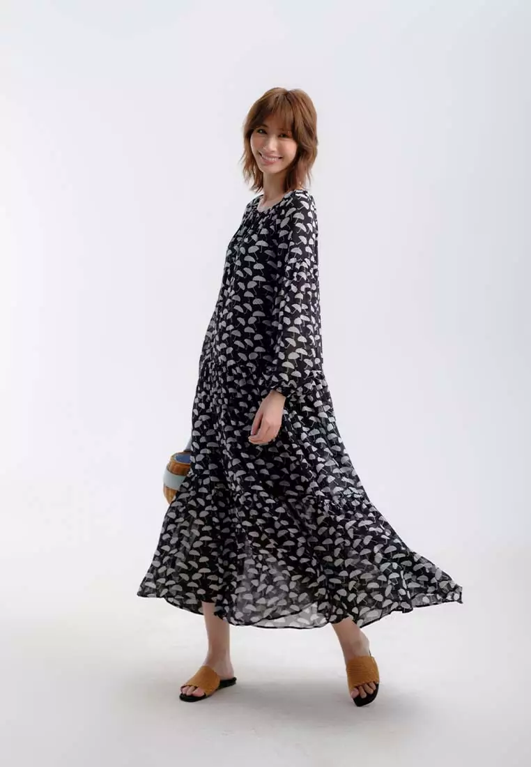 夏日香氣超長雪紡連身裙