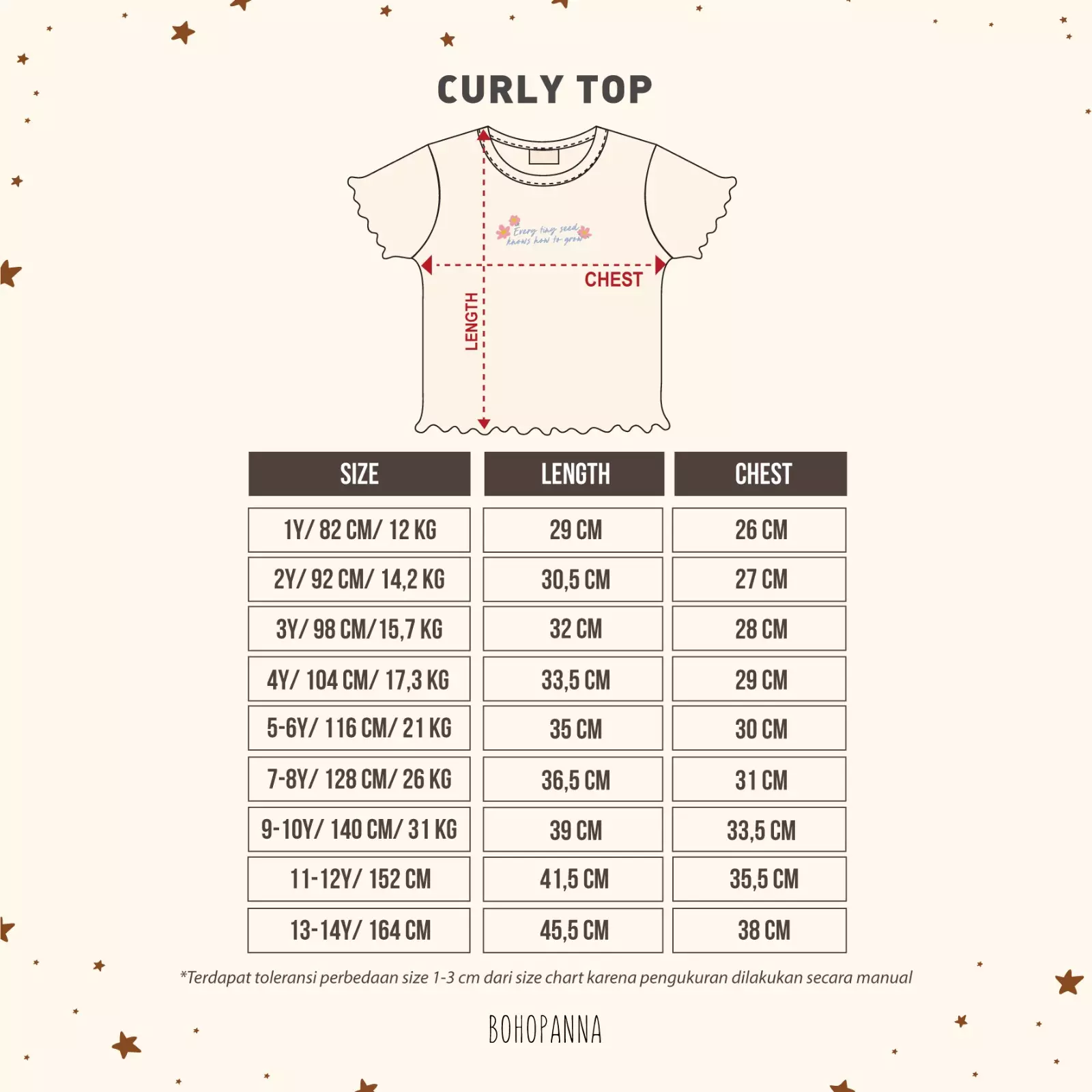 BOHOPANNA - CURLY TOP - ATASAN ANAK PEREMPUAN - KAOS ANAK PEREMPUAN - ASTER