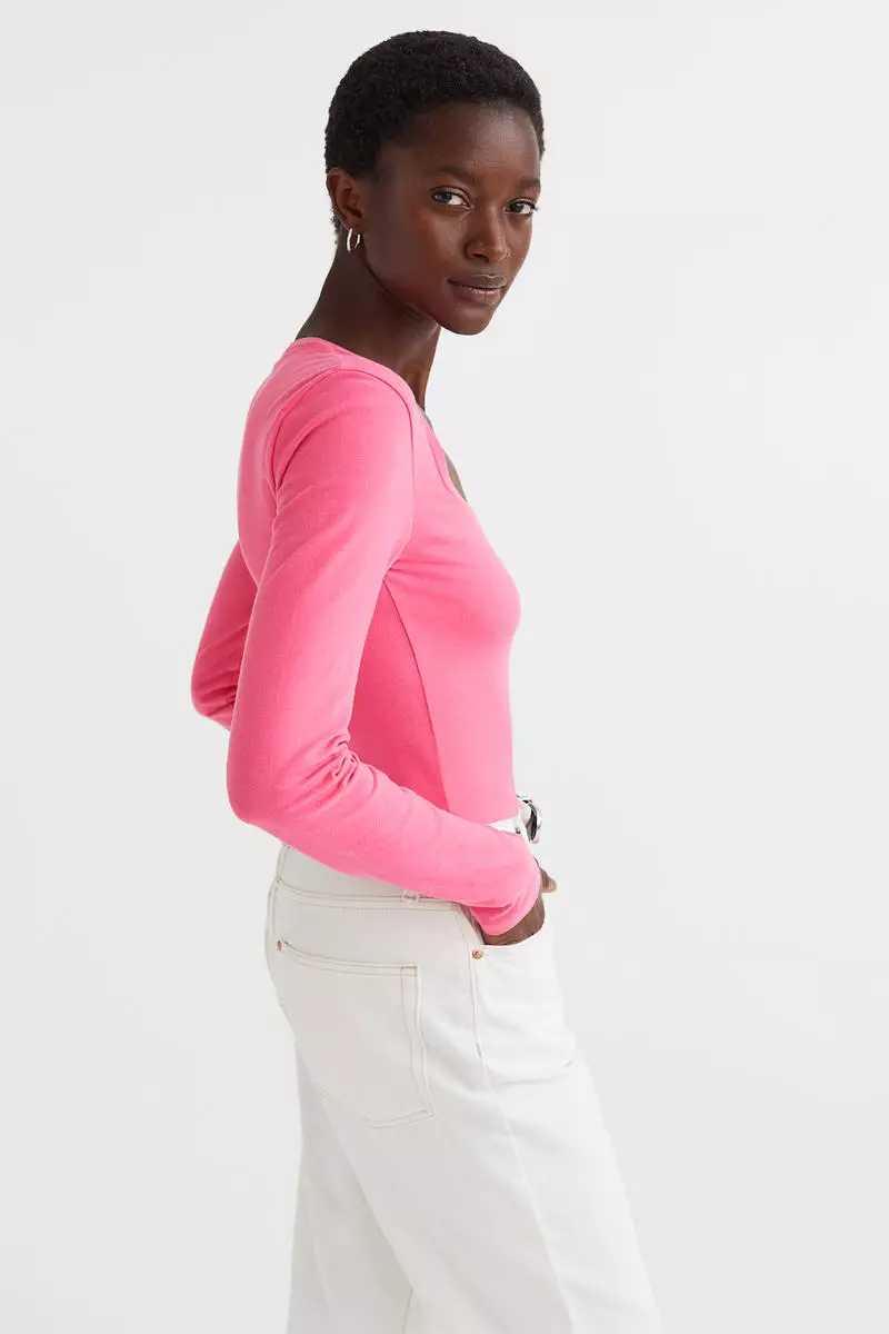 Long-sleeved jersey top