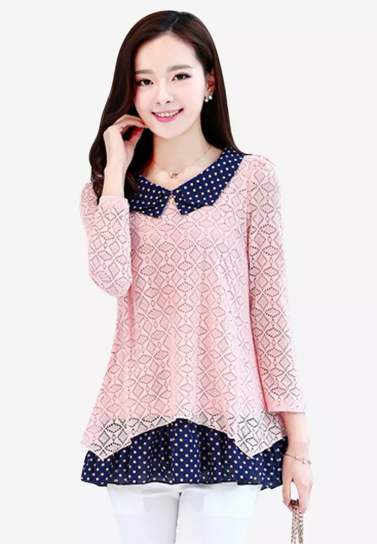 Layered Lace Long Sleeves Top