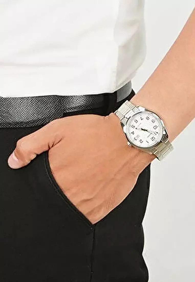 Couple Analog Watch MTP/LTP-1302D-7B Silver Stainless Steel Strap