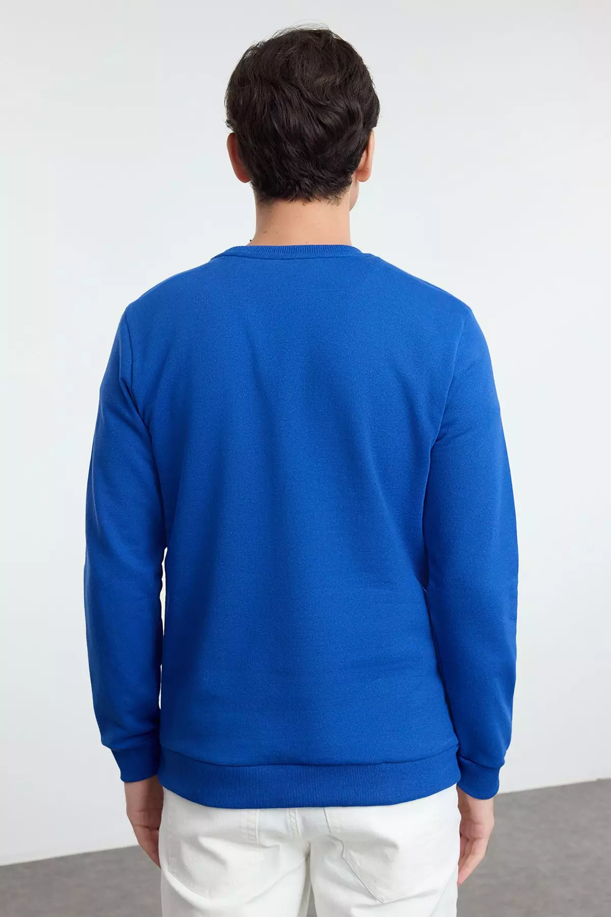 Indigo Regular/Normal Cut Crew Neck Etamine Animal Embroidered Sweatshirt TMNAW25SW00158