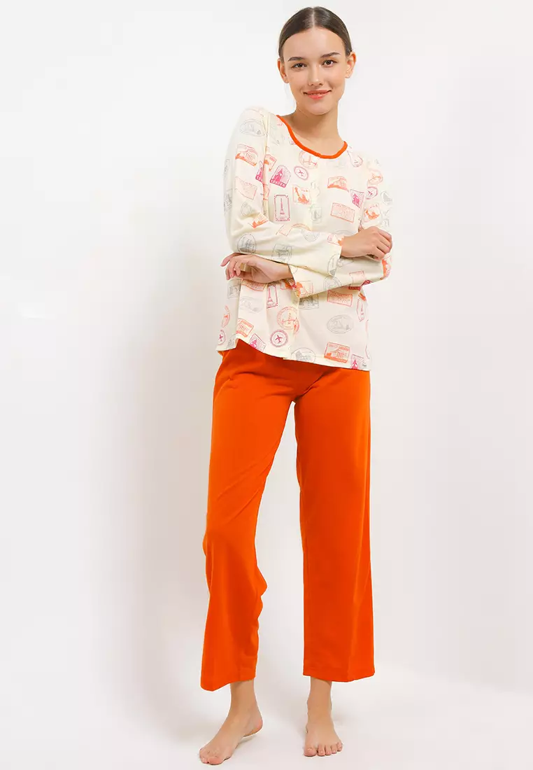 Pyjama Baju Tidur  Long Sleeve Long Pants Sleepwear