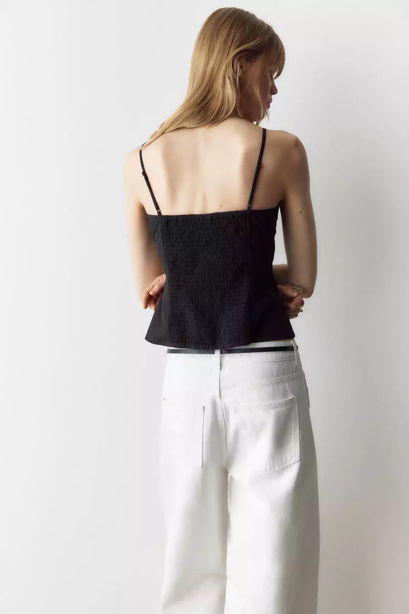 Tie-detail poplin top