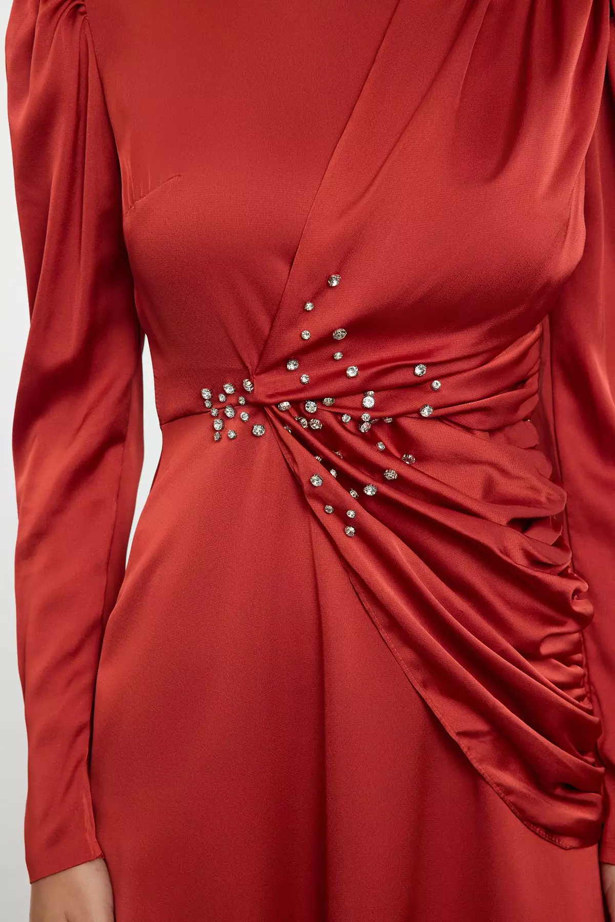 Modest Ruched Evening Maxi Dress