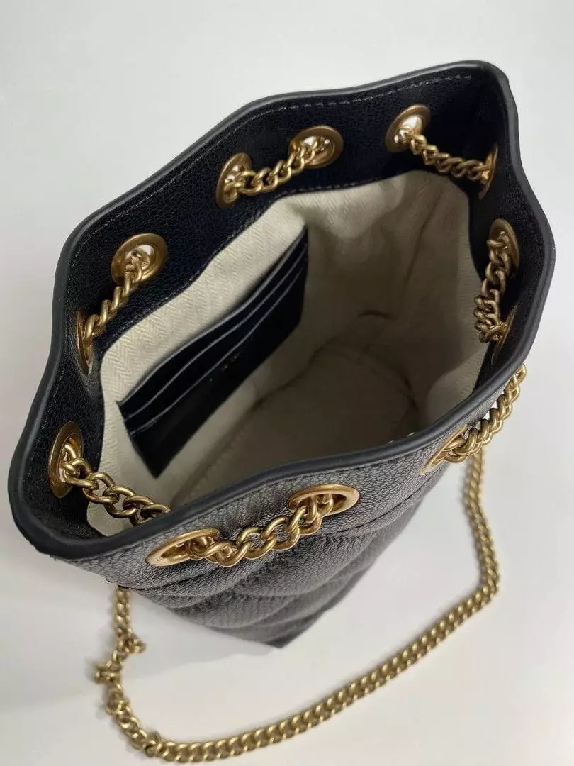 Tory Burch 163517-1024 TB Willa Shine Small Bucket Drawstring Black