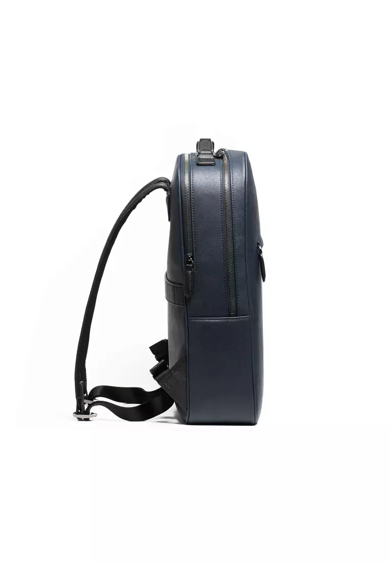 Earthen Recycled Leather Backpack - Navy