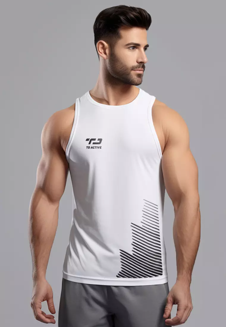 MSA63 kaos running pria stretch anti bau "td stepfans" putih