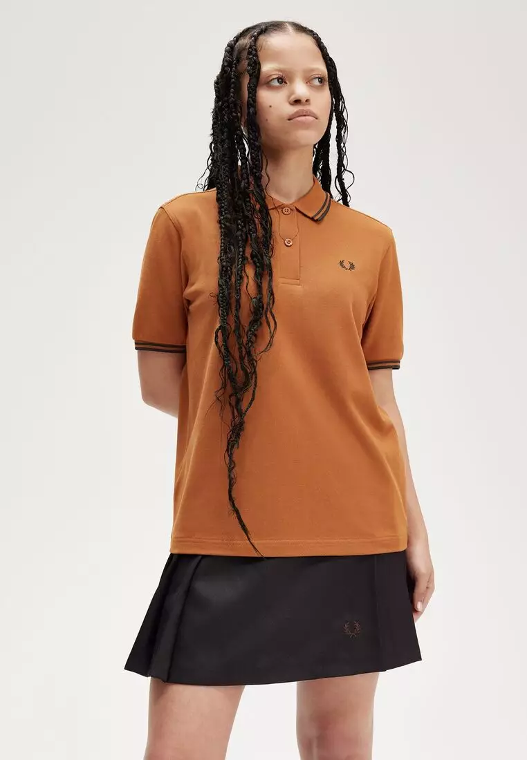 Fred Perry G3600 Twin Tipped Fred Perry Shirt (Marmalade / Black / Black)