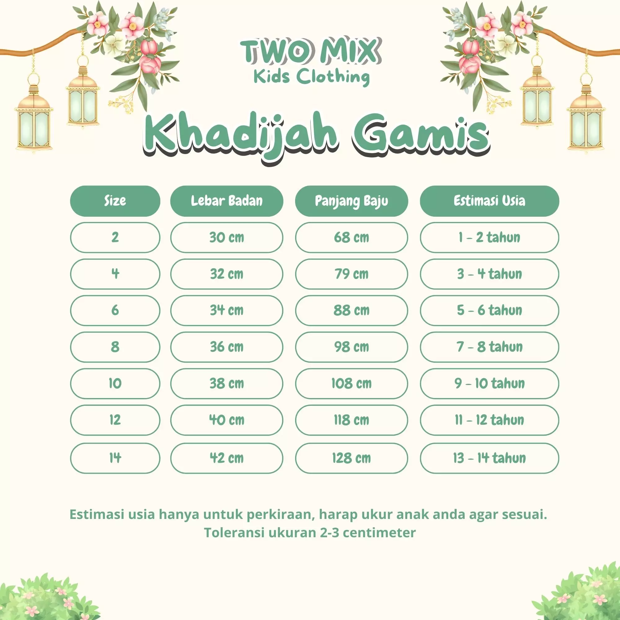 Two Mix - Raya Collection 2025 - Khadijah Baju Gamis Anak Muslim Perempuan Lebaran 1-14 Tahun 4431 Peach