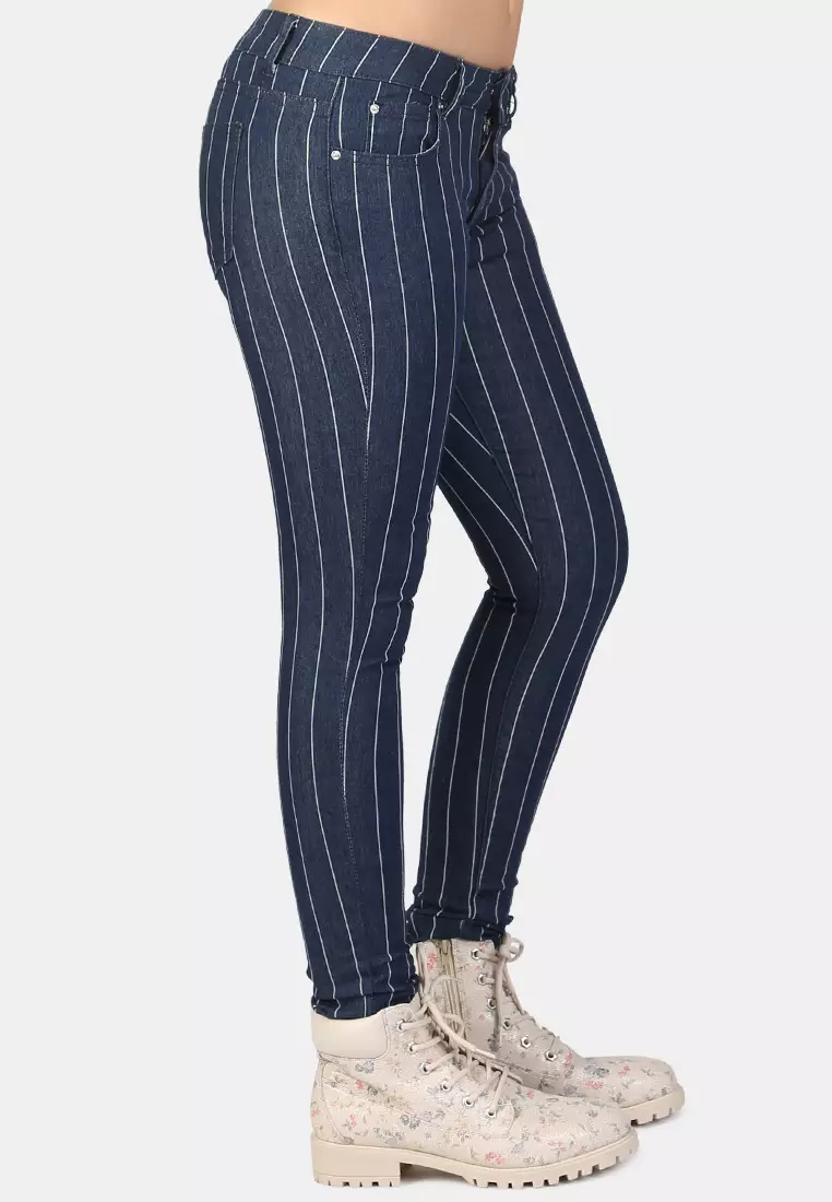 Buy London Rag White Striped Skinny Jeans Online ZALORA Malaysia